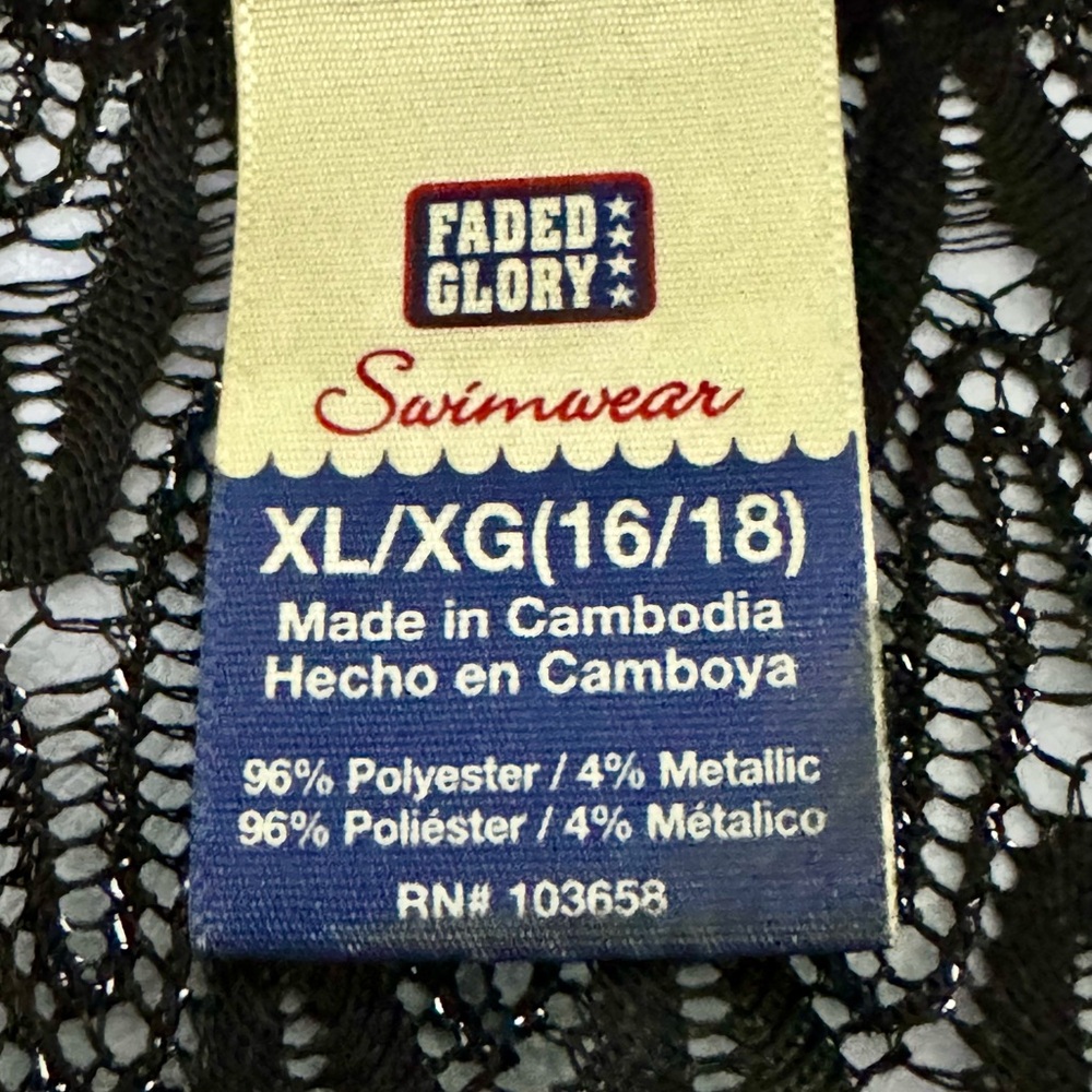 Faded Glory See Trough Color Black  Size XL - Picture 3 of 4